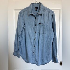 Lee 100% Cotton Light Blue Casual Button Down Shirt